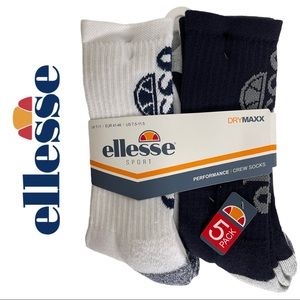 Ellesse Sport Crew Socks 5 Pack Size 7.5-11.5